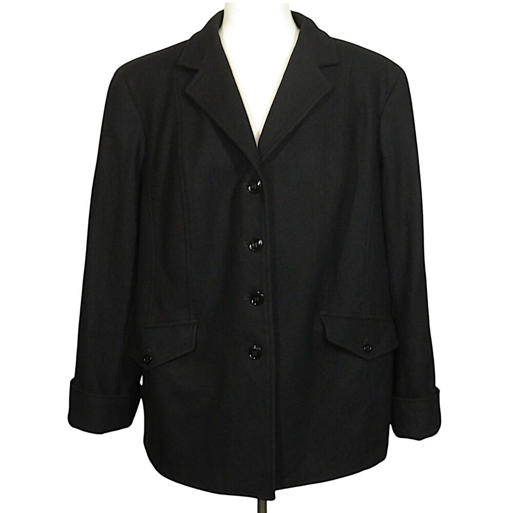 Elisabeth Liz Claiborne Vintage Black Wool Coat Plus Size 1X